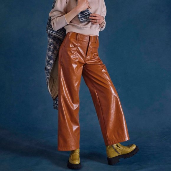 NWT Free People Star Crossed Lovers Faux Leather Pants Size 2 - Picture 7 of 13